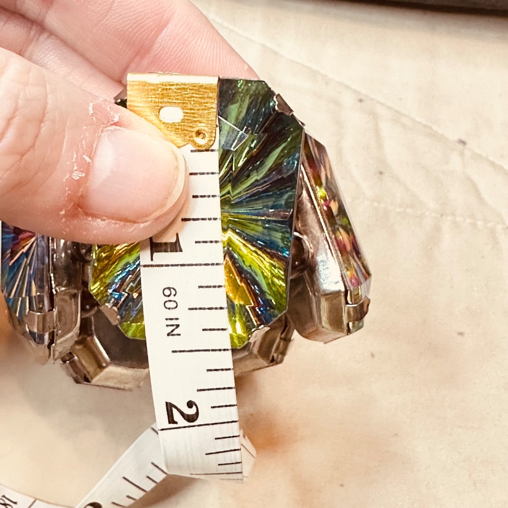 Multi Color Fire Lucite Large Rectangular Beaded … - image 3